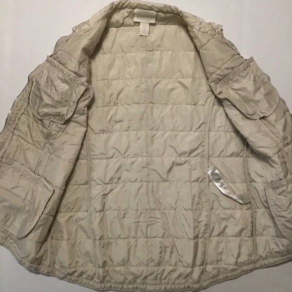 Chico’s Polka-Dot Puffer Vest Beige Full Zip - Picture 5 of 9